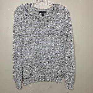 INC Sweater Black White Silver Sequin Crewneck Raglan Sleeves NWT Small